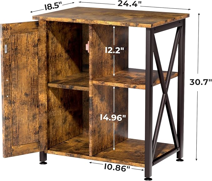 Herture 45-67 Gallon Reptile Tank Stand with Power Outlet, Terrarium Stand with Storage Cabinet, 24" Wx18 D Tabletop, Reptile Terrarium, Rustic Brown PG12XYN