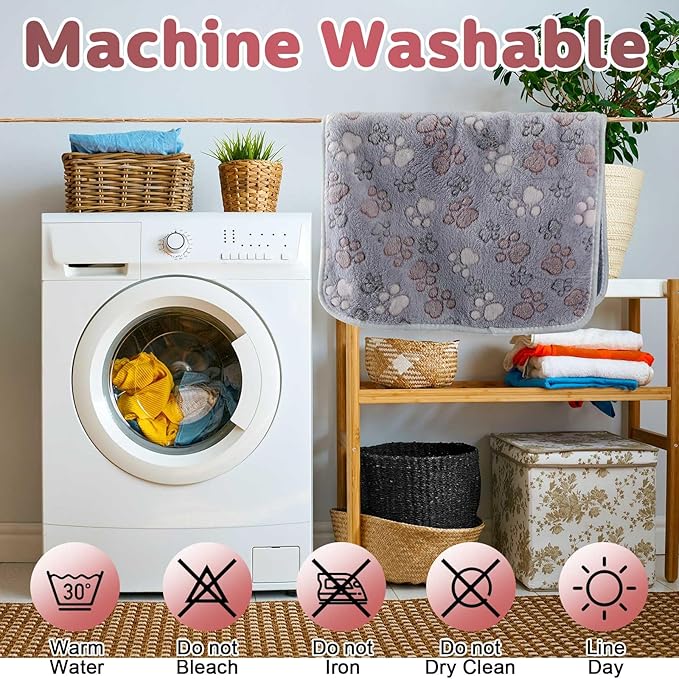 Reginary 4 Pcs Waterproof Guinea Pig Blankets Washable Small Animal Fleece Bedding Guinea Pig Cage Liners Reusable Training Pads Pet Pee Pad Sleep Mat for Hamster(Adorable Paw,24 x 16 Inch)