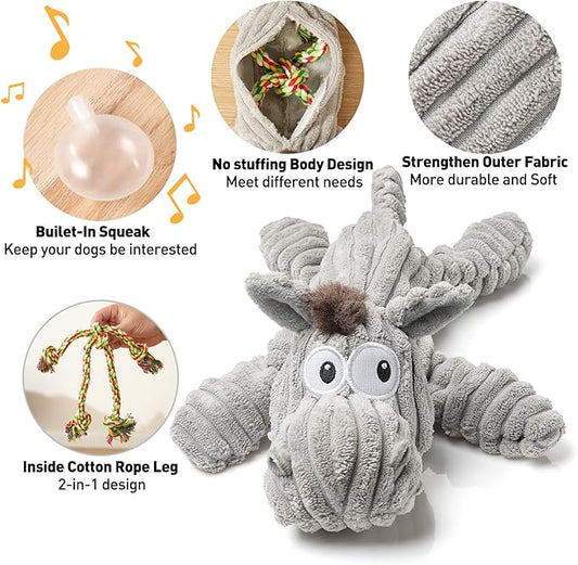 Sedioso Dog Toy, Unstuffed Plush Toy for Large Breed, Cute Squeaky Dog Toys with Crinkle Paper, Big Puppy Chew Toys for Small, Middle, Large Breed