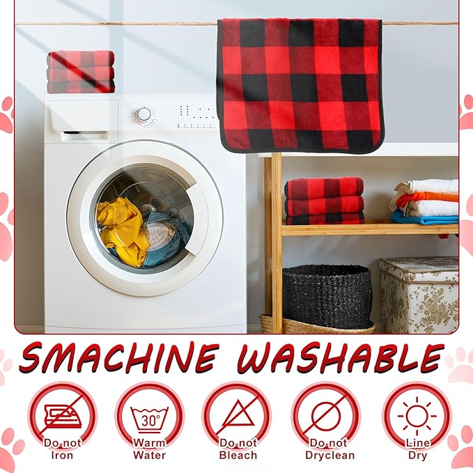 Reginary 4 Pcs Waterproof Guinea Pig Blankets Washable Small Animal Fleece Bedding Guinea Pig Cage Liners Reusable Training Pads Pet Pee Pad Sleep Mat for Hamster(Plaid,24 x 16 Inch)