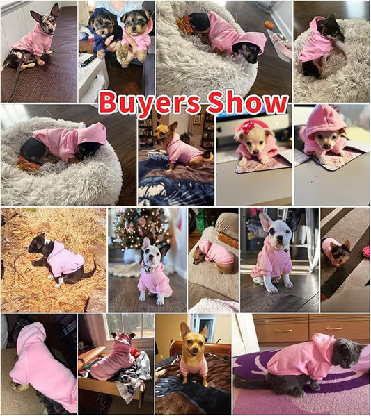 Idepet Pet Dog Hoodies Dog Clothes for Small Dogs Vest Chihuahua Clothes Warm Coat Jacket Autumn Puppy Outfits Cats Dogs Clothing(XL, Pink)