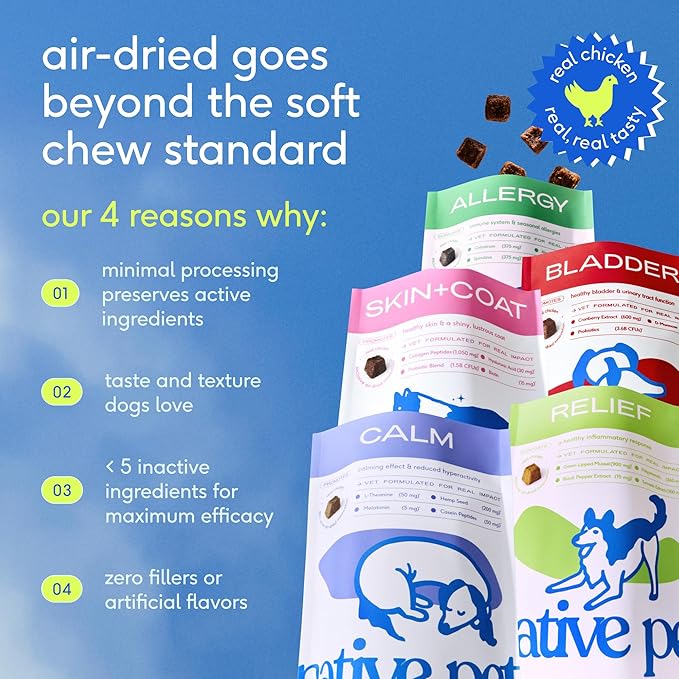 Native Pet Dog Allergy Chews - Dog Allergy Relief with Probiotics and Colostrum for Itchy Skin Relief to Support Seasonal Allergy and Healthy Immune System - All Natural Anti-Histamine - 90 Chews