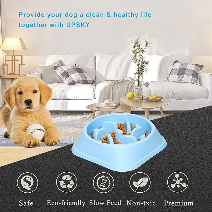 UPSKY Slow Feeder Small Dog Bowl - Anti-Slip Puzzle Bowl Feeder, Interactive Bloat Stop, Anti-Choking