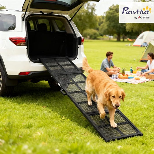 PawHut Dog Ramp for Car, 75" x 20" Large Folding Pet Ramp with Non-Slip Surface, Extra Long and Wide, Portable Pet Stairs for Large, Small & Senior Dogs to Get in Cars, SUVs, Trucks & Beds