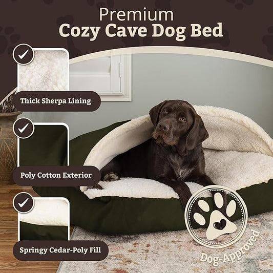 Snoozer Pet Products Rectangle Cozy Cave Dog Bed, Small, Olive