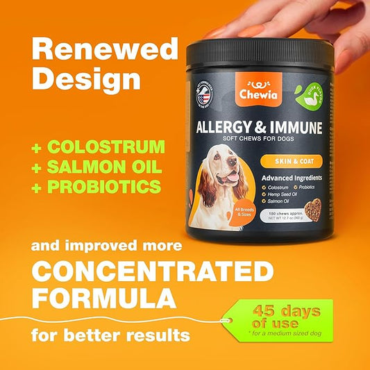 Dog Allergy Relief Chews - Itch Relief for Dogs - Allergy Chews for Itching Skin with Hemp Seed Oil, Turmeric, Quercetin - Immune Health Support Treats - Hot Spots - Skin and Coat Health