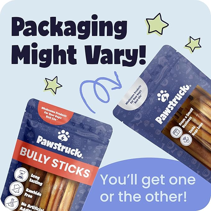 Pawstruck Premium 5-8" Bully Sticks for Dogs, 1 lb Bag - 100% Digestible, Natural Beef, Low Odor, Long-Lasting Chew for Medium & Large Dogs - Single Ingredient, Rawhide-Free Treat