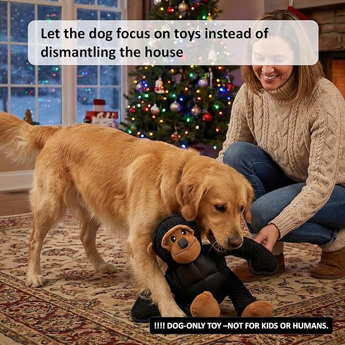 Plush Stuffed Squeaky Dog Toys, Dog Toy Medium、Large Breed, Dog Chew Toys for Non-Aggressive Dogs,Chew Dog Toys to Keep Them Busy,Solomon,11" x 11" Gorilla