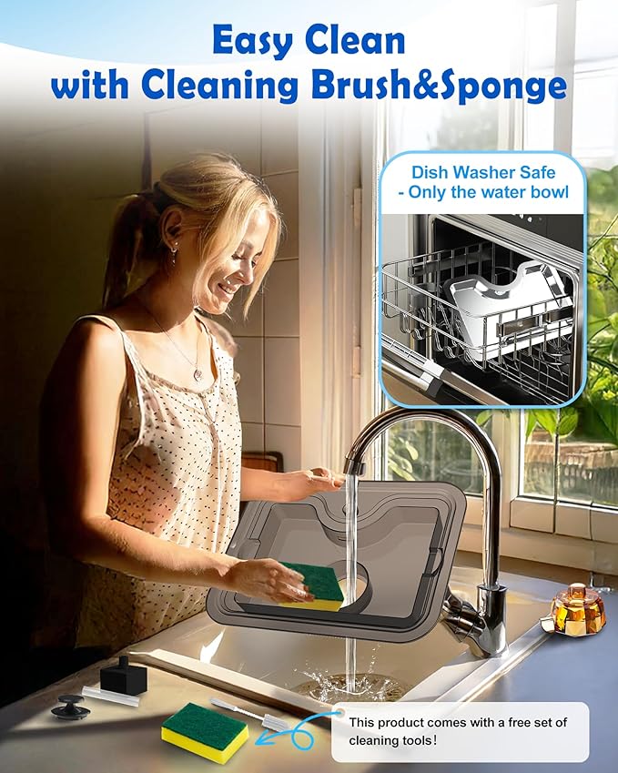 3Gal Dog Water Fountain SS304,Large Ultra-Purification Cat Drinking Dispenser with Visual Window,Widely Drinking Area,Deep Purification Filter,Triple Waterfall Structures,Low Water Indicator