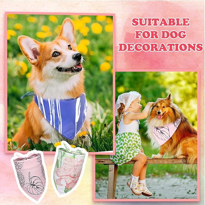 Huhumy 100 Pcs Boho Dog Bandanas Bulk Pet Bibs Colorful Triangle Scarf Boho Pet Bandanas for Medium Large Dogs Spring Summer Birthday Costume Decoration