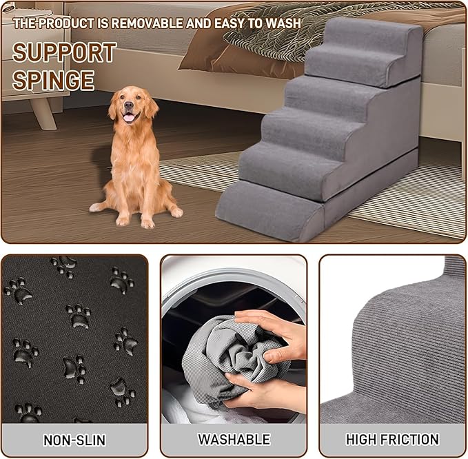 24-30inches High Dog Stairs & Steps for High Beds Tall, LitaiL 29inch 6 Steps Pet Stairs/Steps for High Beds Large Dogs, Non-Slip Dog Ramps for Small Dogs, for Older Cats