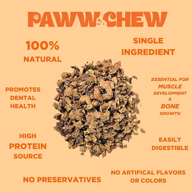 Paww Chew Beef Lung Dog Treats, 100% Natural, Single Ingredient, (2.5 Pound) Made in the USA, Dried & Dehydrated, High Protein, High Value Dog Training Treats, Grain Free, Low-Odor Free for All Breeds