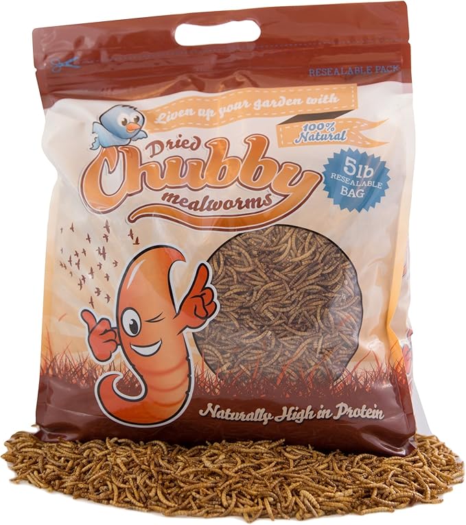 Chubby Dried Mealworms | 5 lbs | High-Protein Non-GMO Treats for Chickens, Ducks, Wild Birds & Backyard Pets