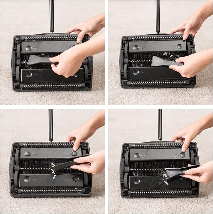 Yocada Carpet Sweeper Cleaner for Home Office Low Carpets Rugs Undercoat Carpets Pet Hair Dust Scraps Paper Small Rubbish Cleaning with a Brush Dark Red