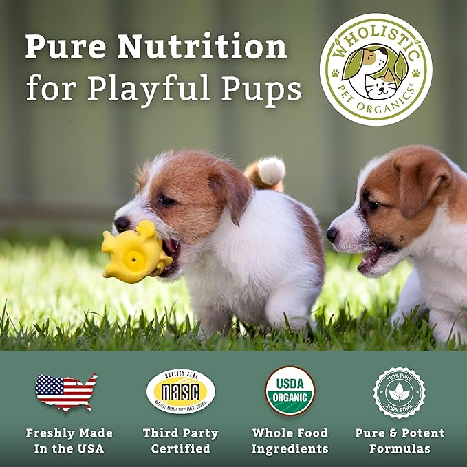 Wholistic Pet Organics Puppy Complete - Dog Multivitamin Powder - 8 Oz - Daily Dog Vitamins & Supplements for Homemade Food - Immune System, Skin, Coat & Overall Health - Small and Large Breed Puppies