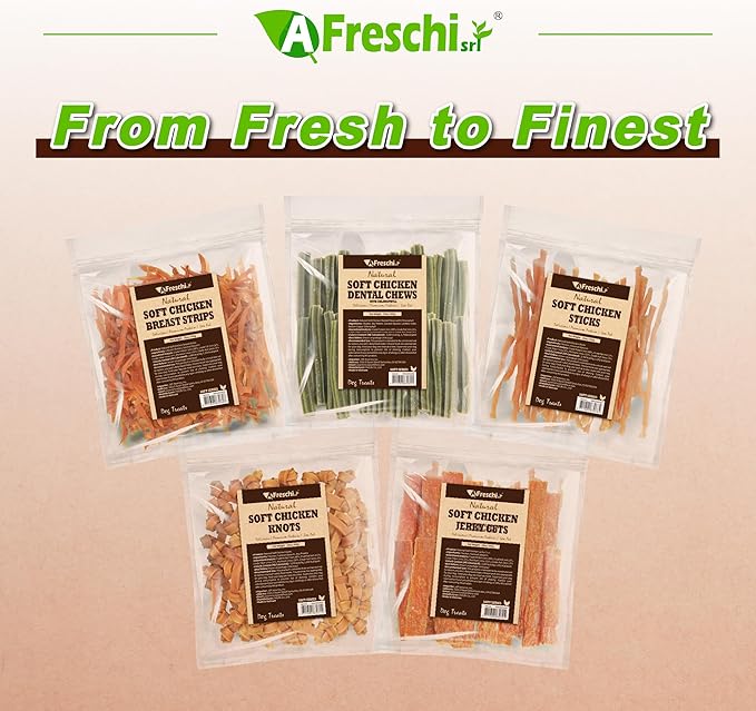 Afreschi Natural Soft Chicken Dental Chews with Chlorophyll 24 oz, Dog Treats, All Natural, Hypoallergenic & Grain-Free, High-Protein, Healthy & Easily Digestible, Soft Texture