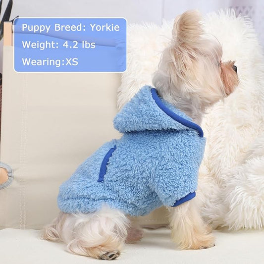 Dog Sweater Dog Winter Clothes for Small Dogs Boy Girl Pet Hoodies Puppy Cold Weather Coats Fall Doggie Sweatshirt for Chihuahua Yorkie Cat Sweater Costumes (Blue, Small)
