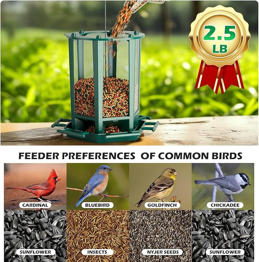 Birdream 4 Pack Bird Feeders for Outdoor Hanging, 10 LB Fun Installation Retro Pagoda Design Bird Feeder, Attracting Wild Birds Chickadees Goldfinches Cardinals Finches and Sparrows (Green)