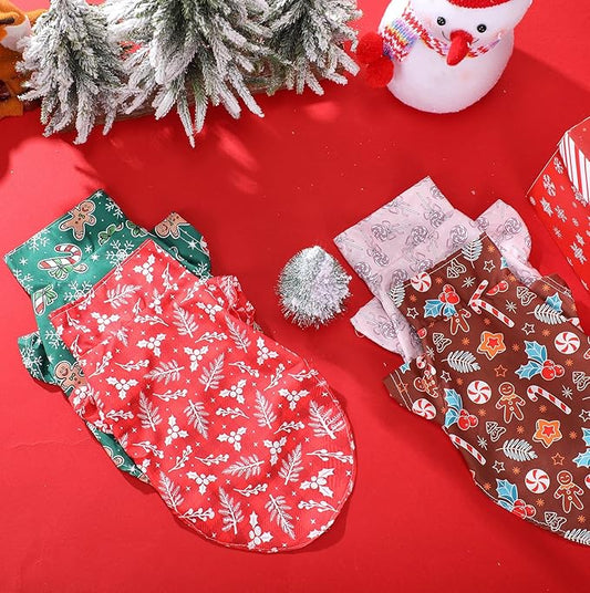 Weewooday 4 Pack Christmas Dog Shirts Pet Costumes Set, Funny Pattern Soft Dog T-Shirt Snowflakes Gingerbread Men Candy Berries Pet Outfit for Cats, Small and Medium Dogs Xmas Holiday Party(S)