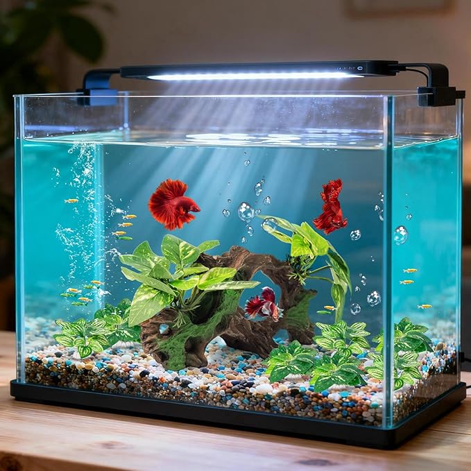 Xereooe 8 Pcs Driftwood Cave Aquarium Decor Decor Silk Aquarium Plants Leaves are Soft and Safe for Aquarium Decoration and Fish Tank Decoration