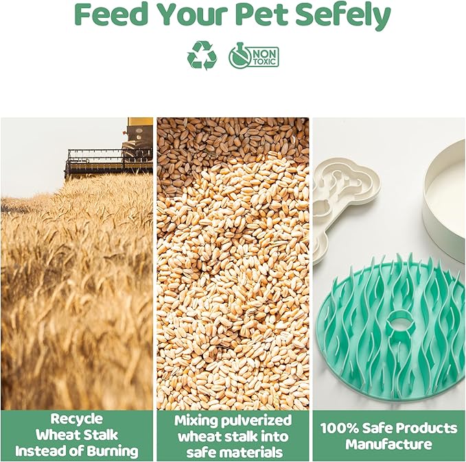 Puzzle Feeder Slow Feeder Dog Bowl for Large Dogs with Non-Slip Base - Adjustable Speed Design, Removable Puzzle Inserts & Dishwasher Safe, Green