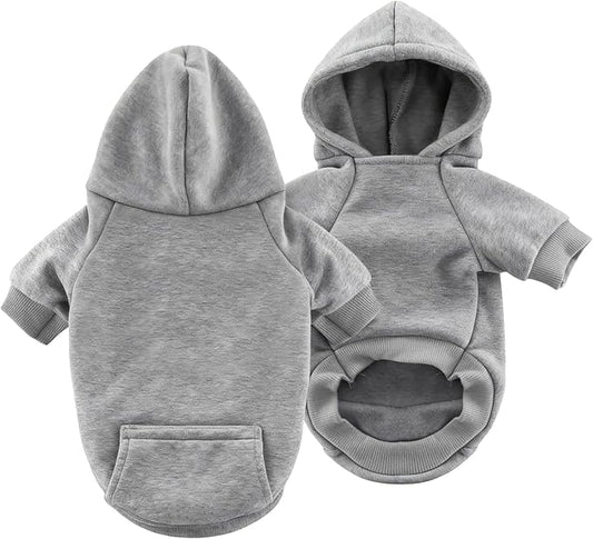 Idepet Pet Dog Hoodies Dog Clothes for Small Dogs Vest Chihuahua Clothes Warm Coat Jacket Autumn Puppy Outfits Cats Dogs Clothing(L,Grey)