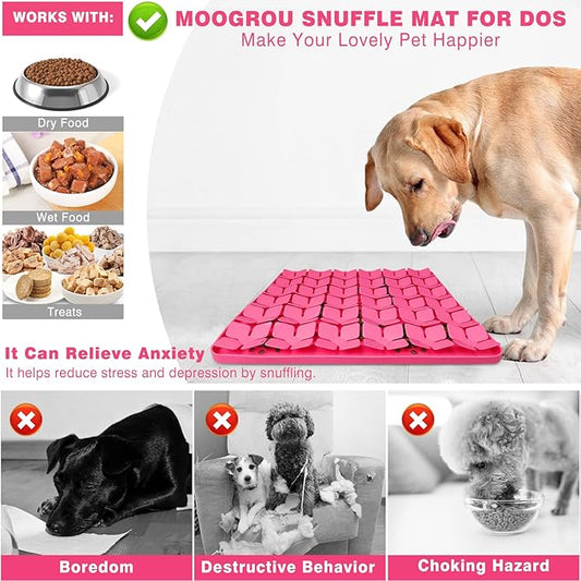 Snuffle Mat for Dogs16“x16”,Premium Silicone Dog Food matInteractive Feed Game for Boredom,Encourages Natural Foraging Skills and Stress Relief for Large Dogs Smell Training Slow Feed Mat P