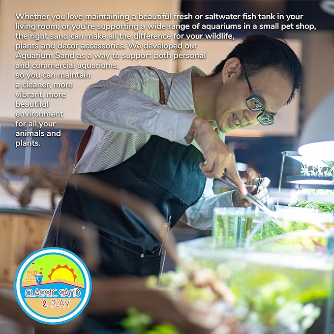 CLASSIC SAND & PLAY Natural Aquarium Sand for Freshwater and Saltwater Tanks, 20 lb. Bag, Improves Filter Life and Filtration Process, Pre-Washed Fine Sand, Black