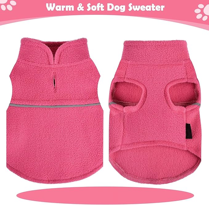 Dog Sweaters for Small Dogs Girl Fleece Vest Dog Sweater with Leash Hole Warm Pullover Puppy Jacket Small Doggy Sweater Female Winter Doggie Clothes Pink Teacup Puppy Outfit, M, Rose