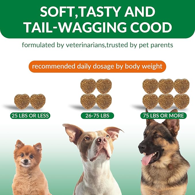 Glucosamine for Dogs Hip and Joint Supplement Chews,Mobility Support Supplement -Glucosamine chondroitin-MSM,Hip & Joint Support-Digestion,Probiotics-120 Chews