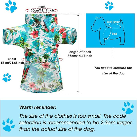 3 Pieces Small Dog Hawaiian Costume Puppy Halloween Cool T-Shirts Summer Clothes with Retro Sunglasses and Colorful Wreath Hawaiian Shirts Costume for Small to Medium Dogs Pet(Green Series)
