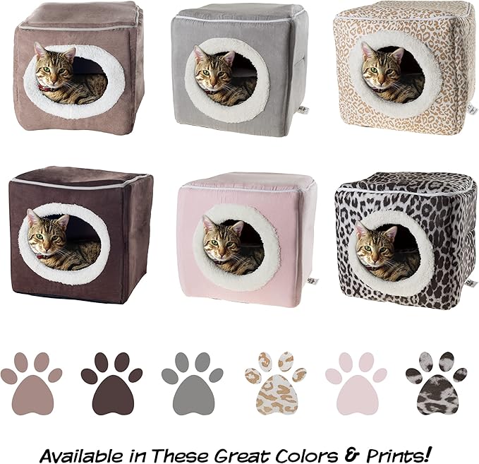 Cat House - Indoor Bed with Removable Foam Cushion - Cat Cave for Puppies, Rabbits, Guinea Pigs, and Other Small Animals by PETMAKER