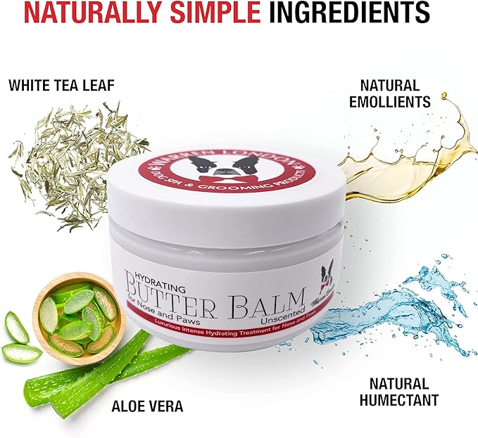 Warren London Hydrating Butter Balm for Dogs – Unscented – Deep Moisture Paw & Nose Cream for Dry, Cracked Pads & Snouts – Lick-Safe, Non-Greasy – Ideal for Frenchies & All Breeds – Made in USA – 4oz