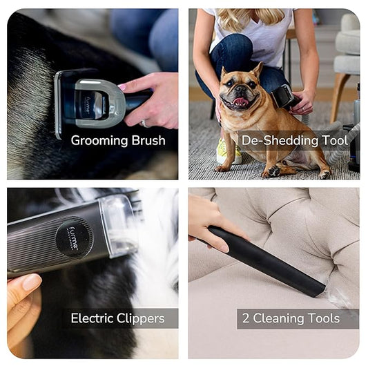 FURME Original Pet Grooming Vacuum Kit - Cat & Dog Grooming Kit for Easy Pet Care at Home, Quiet & Safe Dog Hair Remover Machine with Brush, Clipper, Shedding & Cleaner Tools & 1L Canister