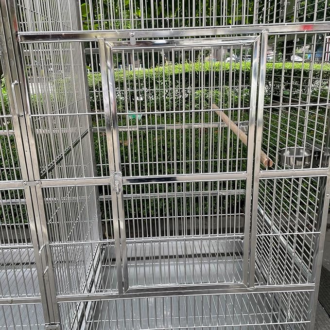 BMWPET SUS201 Stainless Steel Dome Top Style Bird Cage Parrot Cage 80"X40"X78"