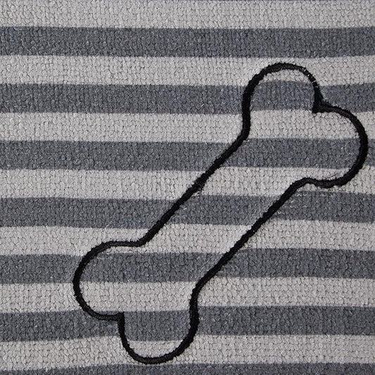 Bone Dry Machine Washable, Ultra Absorbent Pet Mat, 12x18", Gray Stripe