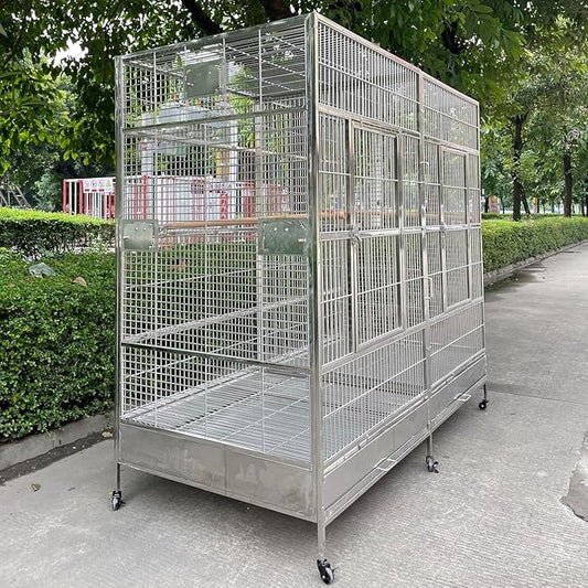 BMWPET SUS201 Stainless Steel Dome Top Style Bird Cage Parrot Cage 80"X40"X78"