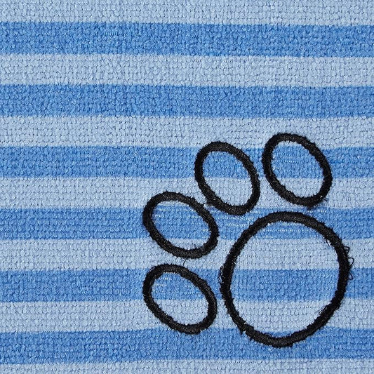 Bone Dry Machine Washable, Ultra Absorbent Pet Mat, 12x18, Blue Stripe