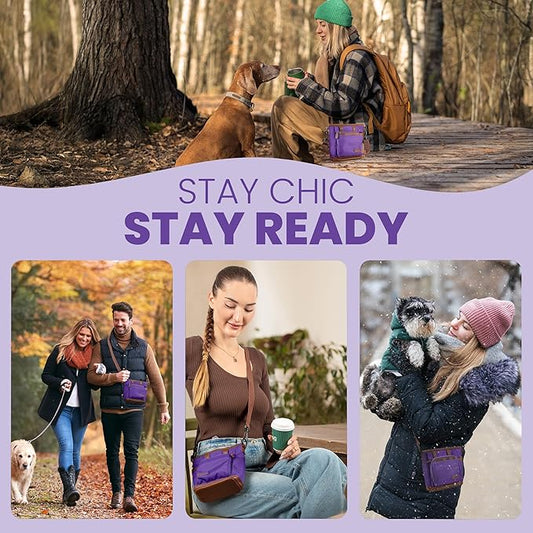 BEAU&FUR Large Dog Treat Pouch with Clicker for Training – 4 Cup Capacity, Built-In Poop Bag Dispenser, Expandable Pocket, Metal Buckle, Large Back Pocket, Ideal Design for Walks and Training – Purple