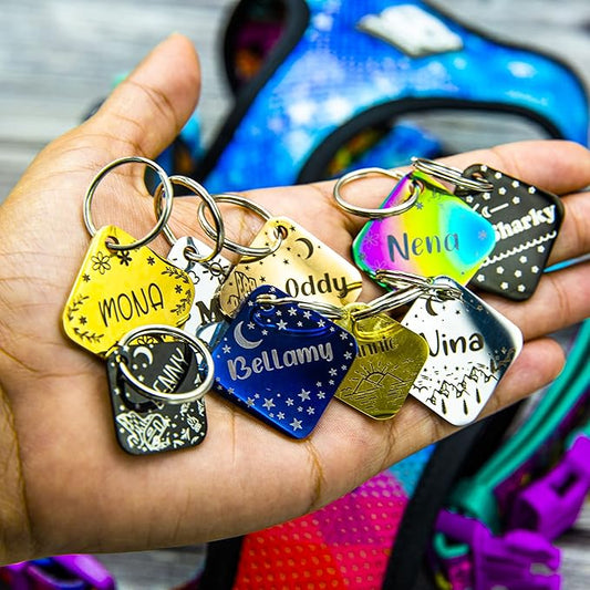 Personalized Dog Tag with 5 Lines of Custom Deep Engraved Durable Stainless Steel Pet ID Name Tag Designer Small Size Diamond