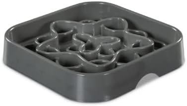Messy Mutts Interactive Square Puzzle Feeder | Cool Grey (8 Cup) | 11' x 11' Square Slow Feeder for Dogs | Enrichment Food Dish for Slow Eating, Bloating