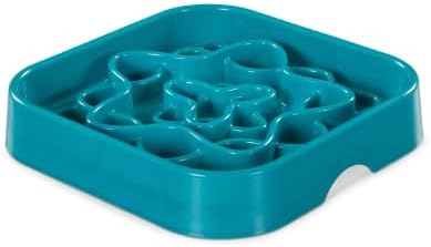 Messy Mutts Interactive Square Slow Feeder | Blue (8 Cup) | 11” x 11” Square Puzzle Slow Feeder for Dogs | Enrichment Food Dish for Slow Eating, Bloating