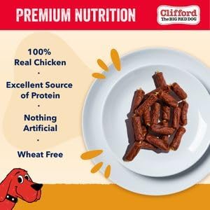 Clifford The Big Red Dog Soft Training Treats for Puppies and Dogs – Healthy, High Protein, Grain Free, Soft Puppy Treats for Small Dogs and Large – Real Chicken Sausage – 24oz