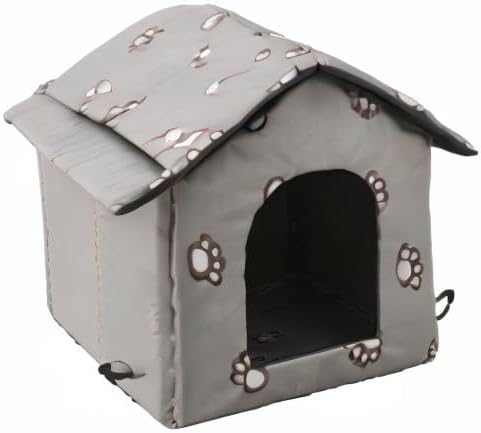 VARMTOR Outdoor Cat House, Cat Houses for Outdoor Cats, Weatherproof Warm and Insulated Cat House with Transparent Curtain Pet House, Stray Cats Shelter