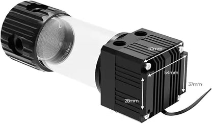 Dracaena.io High Flow 780L/H PC Water Pump Reservoir Combo, 12V 18W Brushless Microprocessor Pump, 5–6m Head, G1/4” Thread, Acrylic+POM Tank 100/200/400/600ml, 4-Pin Connector, Black (Black, 400ml)
