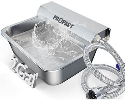 2 Gallon Automatic Dog Water Dispenser, Stainless Steel Water Bowl for Pets & Livestock, Large Auto Fill Waterer Feeder, No Electricity, Fit 3/4" GHT Faucet, Anti-Tip Design