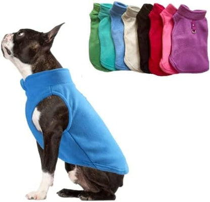 JACKO & CO - Fleece Vest Dog Sweater with Leash Ring - Soft, Warm & Lightweight Pullover Coat for Small & Medium Dogs, Puppies & Cats - Cozy Fall/Winter/Spring Pet Jacket (Blue, Small 4-6lbs)
