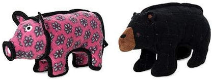 TUFFY -World's Tuffest Soft Dog Toy- Zoo Jr Bear & Jr Pig- Combo Pack- Squeaker -Multiple Layers. Made Durable, Strong & Tough. Interactive Play(Tug, Toss & Fetch).Machine Washable & Floats.