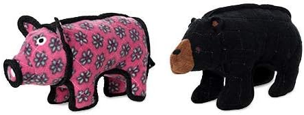 TUFFY -World's Tuffest Soft Dog Toy- Zoo Jr Bear & Jr Pig- Combo Pack- Squeaker -Multiple Layers. Made Durable, Strong & Tough. Interactive Play(Tug, Toss & Fetch).Machine Washable & Floats.