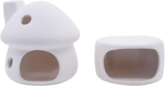 ZYHW Aquarium Decor Ceramic Mushroom House with Cave Set Ornament Fish Tank Landscape Decoration for Small Shrimp for Goldfishes to Rest (White)